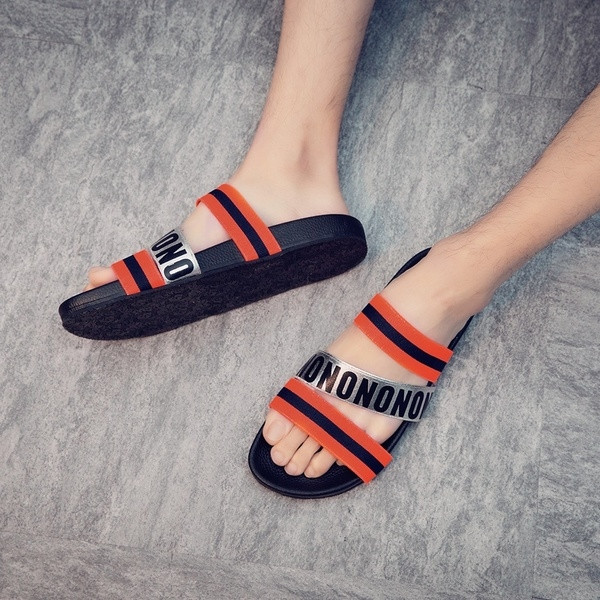 Гумени мъжки чехли в три цвята с надпис