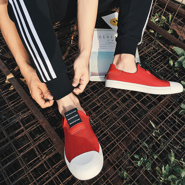 Casual ανδρικά μοκασίνια σε μαύρο και κόκκινο χρώμα