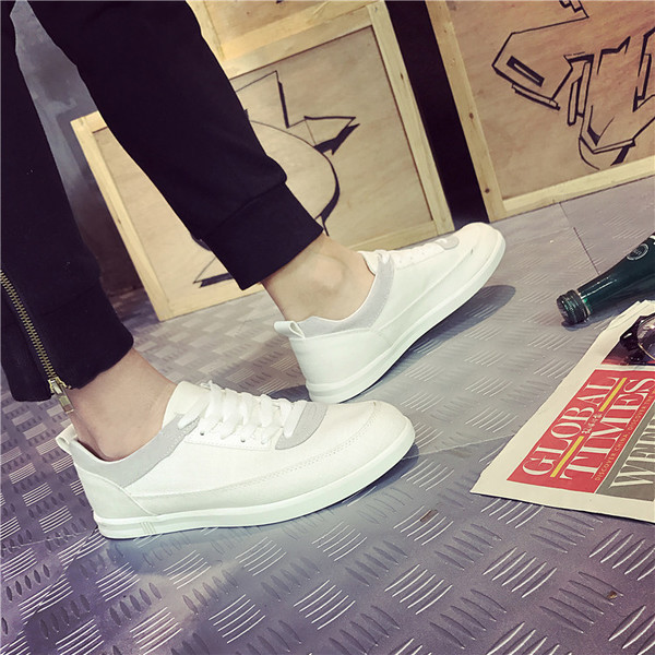 Casual ανδρικά πάνινα παπούτσια σε λευκό και μπλε χρώμα