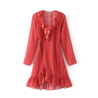 Γυναικείο κόκκινο φόρεμα με ντεκολτέ