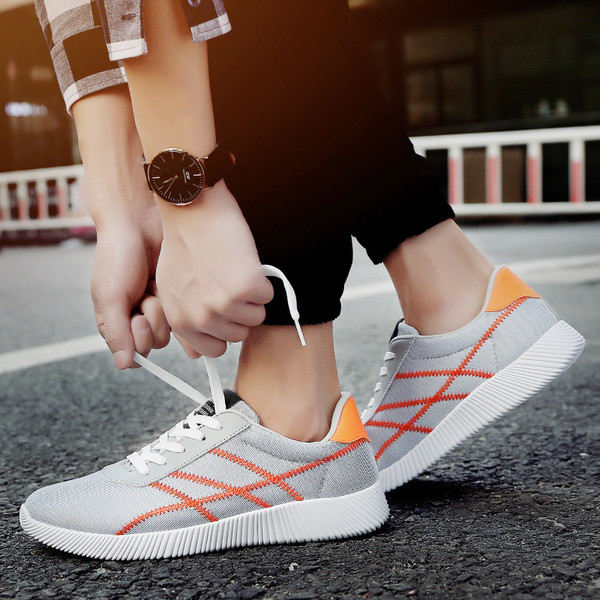 Ανδρικά αναπνεύσιμα πολύ άνετα casual πάνινα παπούτσια με κορδόνια και επίπεδη σόλα - 3 χρώματα