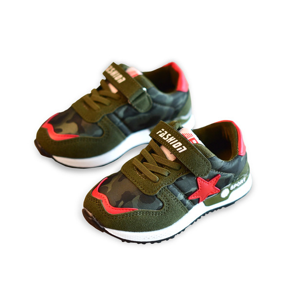 Αθλητικά πάνινα παπούτσια για αγόρια με λουράκια βελκρό  και διακόσμηση αστέρων σε τρία χρώματα