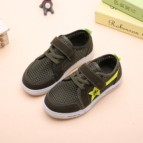 Παιδικά πάνινα παπούτσια με δίχτυα για αγόρια και με  λουράκια βελκρό σε τρία χρώματα - Unisex