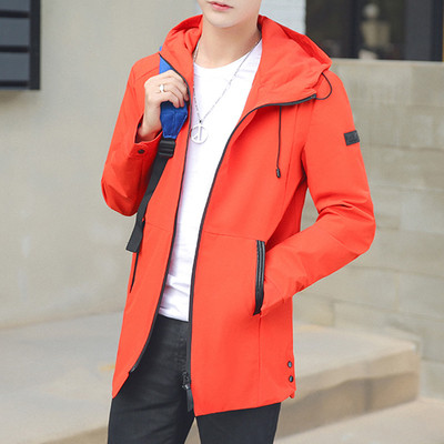 Αθλητικό κομψό ανδρικό παλτό σε διάφορα χρώματα με κουκούλα και φερμουάρ