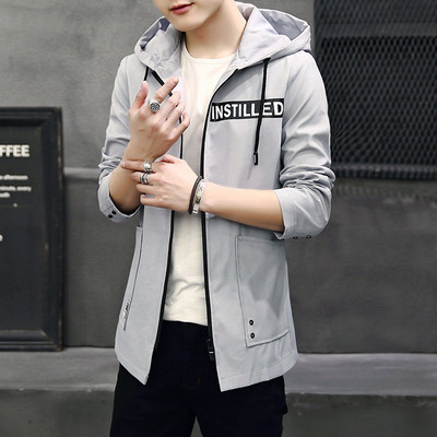 Αθλητικό κομψό ανδρικό παλτό σε διάφορα χρώματα με κουκούλα και φερμουάρ