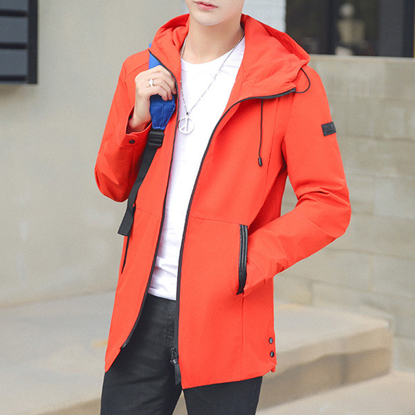 Αθλητικό κομψό ανδρικό παλτό σε διάφορα χρώματα με κουκούλα και φερμουάρ