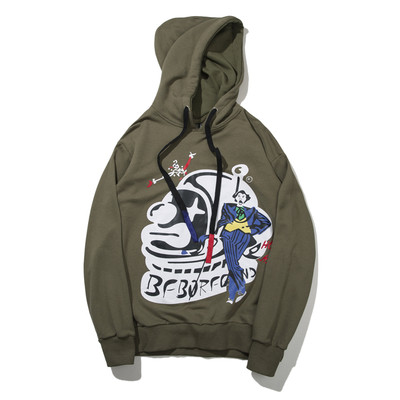 Ανδρικό φούτερ σπορ σε δύο χρώματα με κουκούλα και εικόνα