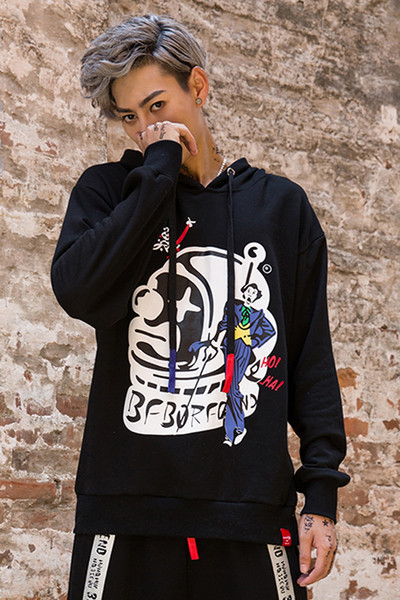 Ανδρικό φούτερ σπορ σε δύο χρώματα με κουκούλα και εικόνα