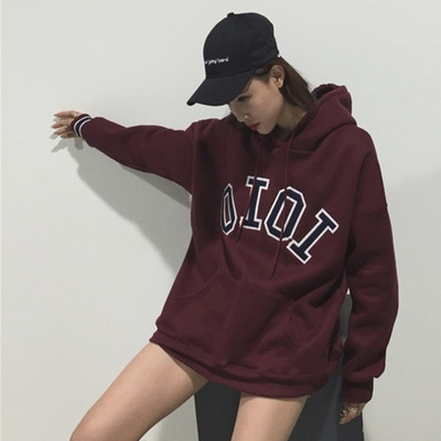 Дамски широк и много топъл суичер с качулка в пет различни цвята