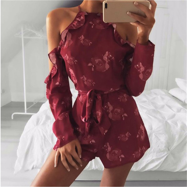 Πολύ κομψή γυναικεία ολόσωμη φόρμα με μοτίβα λουλουδιών