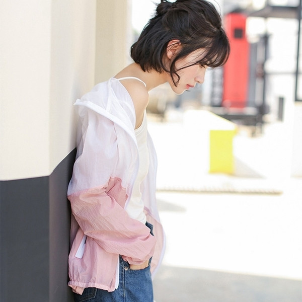 Γυναικείο φούτερ - πολύ λεπτό, με κουκούλα σε δύο χρώματα