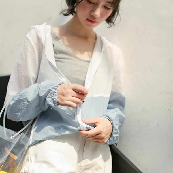 Γυναικείο φούτερ - πολύ λεπτό, με κουκούλα σε δύο χρώματα