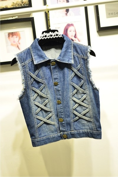 Σύντομο τζιν  γυναικείο γιλέκο - πολύ κομψό