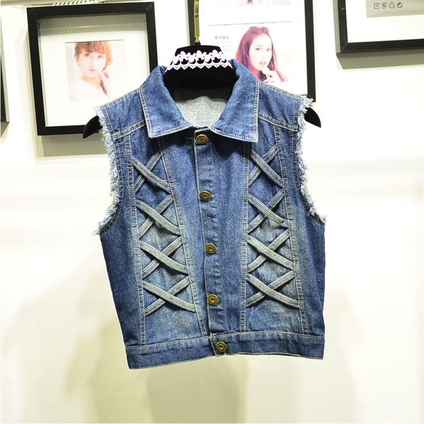 Σύντομο τζιν  γυναικείο γιλέκο - πολύ κομψό