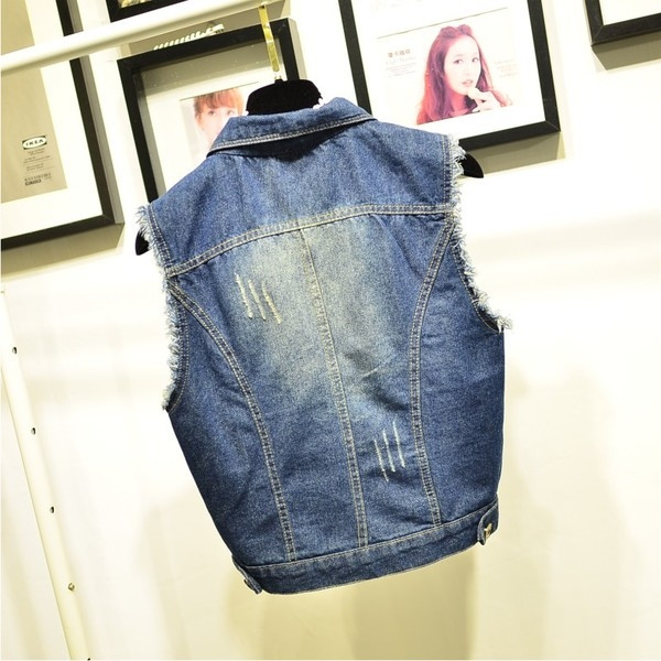 Σύντομο τζιν  γυναικείο γιλέκο - πολύ κομψό