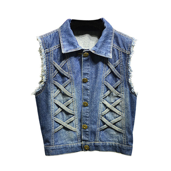 Σύντομο τζιν  γυναικείο γιλέκο - πολύ κομψό