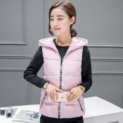 Κομψό γυναικείο γιλέκο με κουκούλα και πούπουλο σε πολλά χρώματα