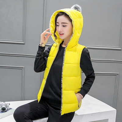 Κομψό γυναικείο γιλέκο με κουκούλα και πούπουλο σε πολλά χρώματα