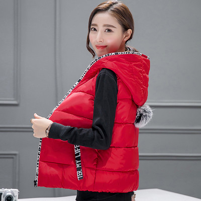 Κομψό γυναικείο γιλέκο με κουκούλα και πούπουλο σε πολλά χρώματα