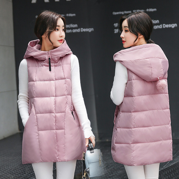 Κομψό μακρύ γυναικείο γιλέκο  με κουκούλα 