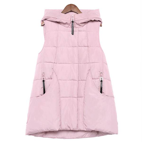 Κομψό μακρύ γυναικείο γιλέκο  με κουκούλα 