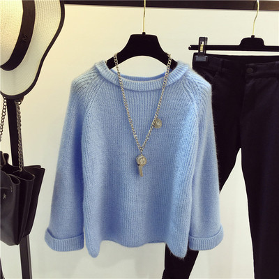 Стилен дамски вълнен пуловер с О-образна яка - 4 различни цвята