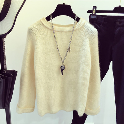 Стилен дамски вълнен пуловер с О-образна яка - 4 различни цвята