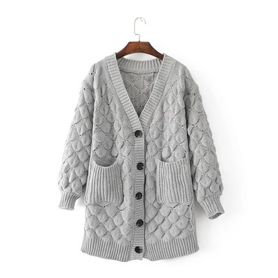 Κομψή μάλλινη  γυναικεία ζακέτα με ντεκολτέ σε σχήμα V - 6 χρώματα