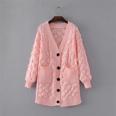 Κομψή μάλλινη  γυναικεία ζακέτα με ντεκολτέ σε σχήμα V - 6 χρώματα