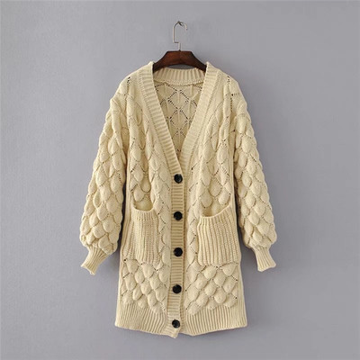 Κομψή μάλλινη  γυναικεία ζακέτα με ντεκολτέ σε σχήμα V - 6 χρώματα