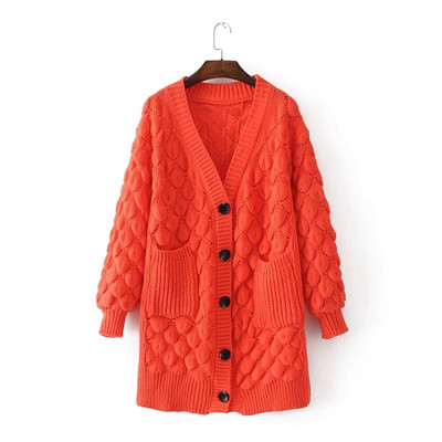 Κομψή μάλλινη  γυναικεία ζακέτα με ντεκολτέ σε σχήμα V - 6 χρώματα