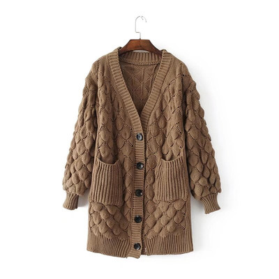 Κομψή μάλλινη  γυναικεία ζακέτα με ντεκολτέ σε σχήμα V - 6 χρώματα