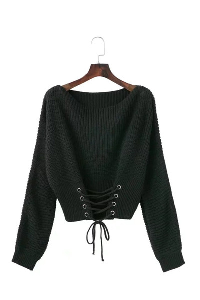 Γυναικεία πουλόβερ με φαρδύ κολάρο και πολύ ενδιαφέρουσες συνδέσεις