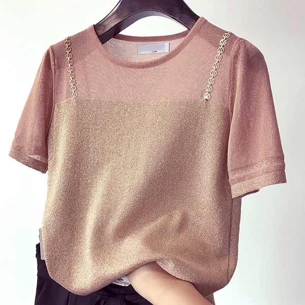 Κομψή γυναικεία μπλούζα σε λαμπερό χρώμα σε τρία χρώματα