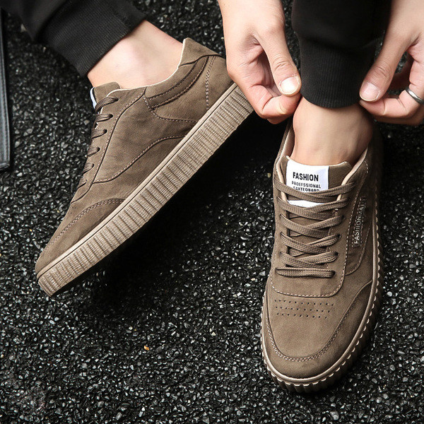 Κομψά ανδρικά πάνινα παπούτσια σε καφέ, γκρι και μαύρο χρώμα