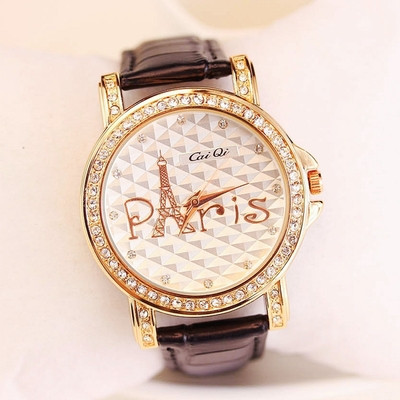 Γυναικείο ρολόι με τον εικονογραφημένο πύργο του Άιφελ