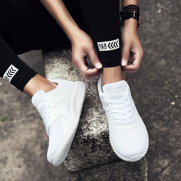 Αθλητικά κομψά αντρικά  παπούτσια - αναπνεύσιμα σε μαύρο, κόκκινο και λευκό χρώμα