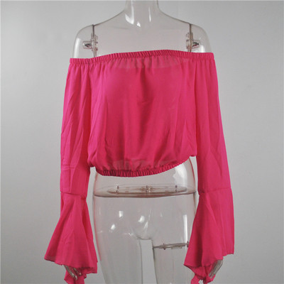 Κομψή γυναικεία μπλούζα με μακρύ μανίκι και γυμνό ώμο σε διάφορα χρώματα