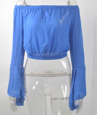 Κομψή γυναικεία μπλούζα με μακρύ μανίκι και γυμνό ώμο σε διάφορα χρώματα