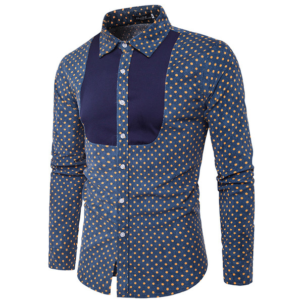 Ανδρικό ενδιαφέρον πουκάμισο με μακριά μανίκια σε δύο μοτίβα 