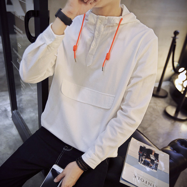 Γκρι και άσπρο ανδρικό φούτερ με κουκούλα