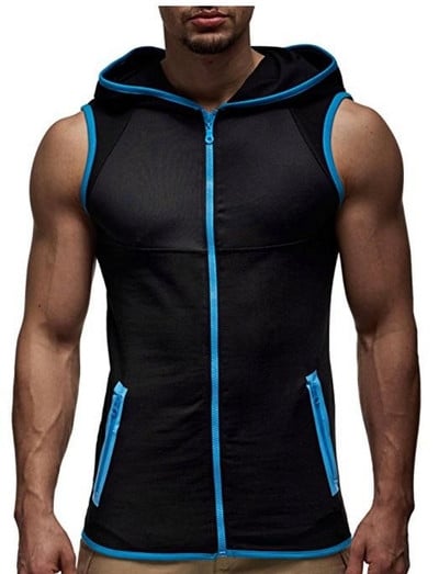 Ανδρικό αθλητικό γιλέκο με κουκούλα σε τρία χρώματα