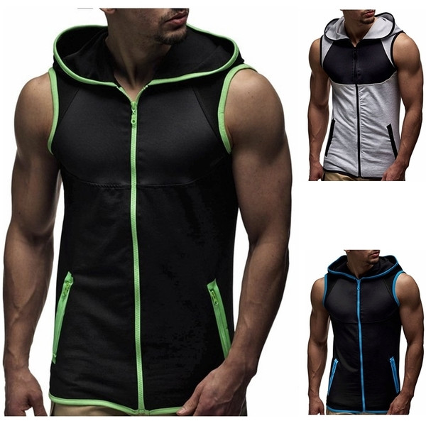 Ανδρικό αθλητικό γιλέκο με κουκούλα σε τρία χρώματα