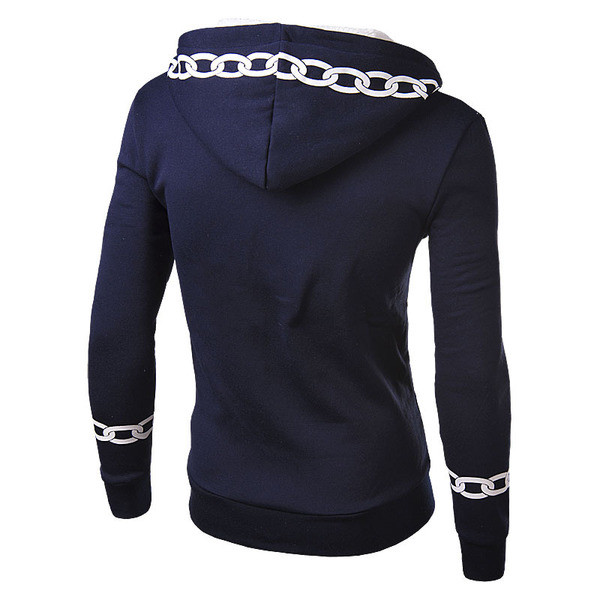 Casual ανδρική ζακέτα - ζεστή και με κουκούλα σε γκρι και σκούρο μπλε χρώμα