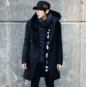 Πολύ κομψό ανδρικό  παλτό - μακρύ με κουκούλα σε τρία χρώματα