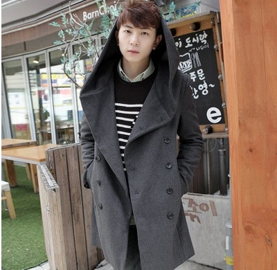 Πολύ κομψό ανδρικό  παλτό - μακρύ με κουκούλα σε τρία χρώματα