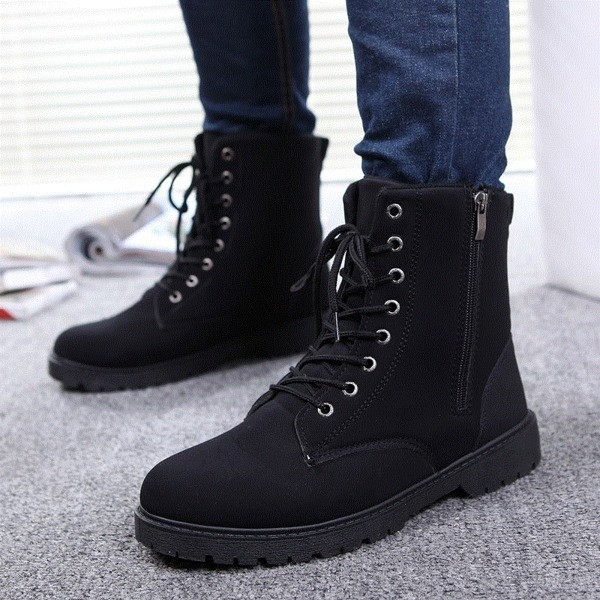 Ανδρικές, ζεστές χειμωνιάτικες μπότες με χοντρή σόλα και φερμουάρ