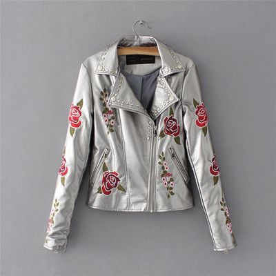 Γυναικείο δερμάτινο σακάκι με πολύ όμορφο κέντημα σε τέσσερα διαφορετικά χρώματα