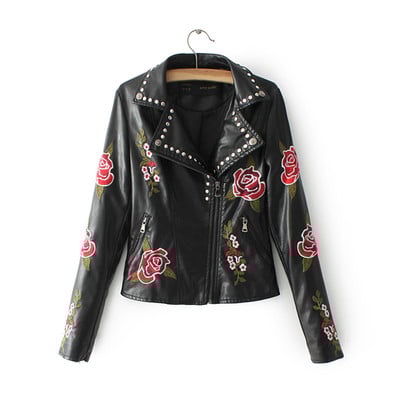 Γυναικείο δερμάτινο σακάκι με πολύ όμορφο κέντημα σε τέσσερα διαφορετικά χρώματα