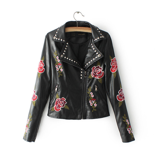 Γυναικείο δερμάτινο σακάκι με πολύ όμορφο κέντημα σε τέσσερα διαφορετικά χρώματα